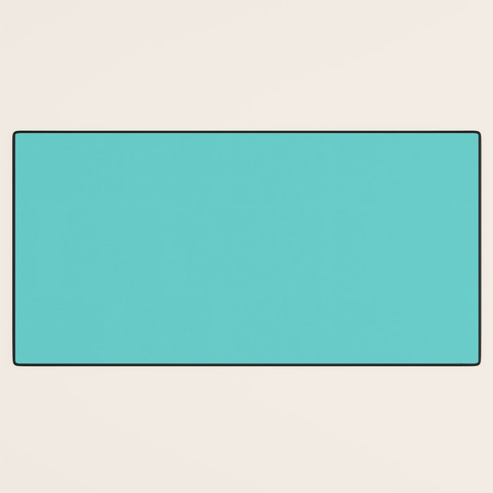 Bright Aqua Cyan Blue-Green Turquoise Solid  Desk Mat Gallery Image 3
