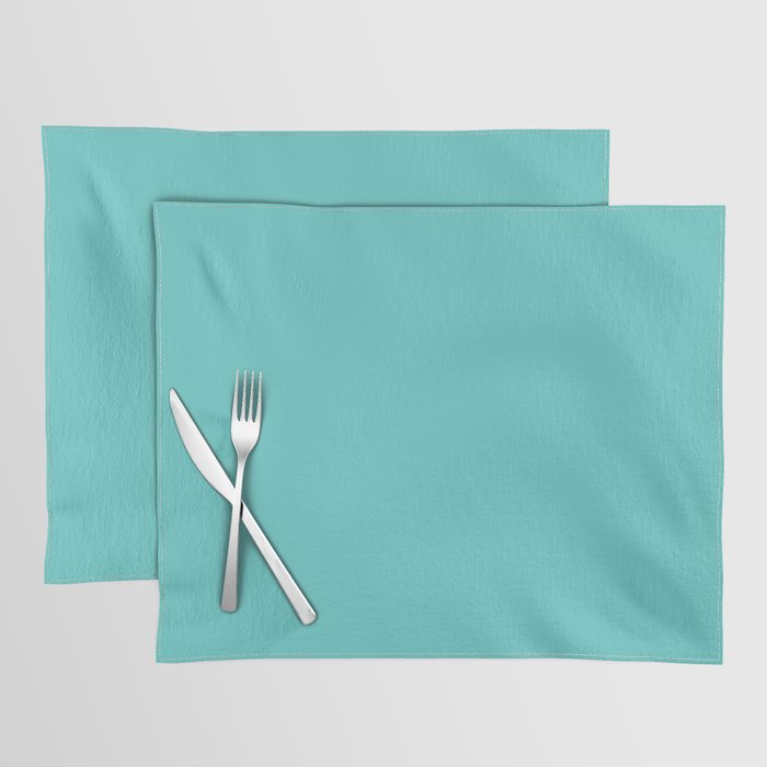 Bright Aqua Cyan Blue-Green Turquoise Solid  Placemat Gallery Image 1