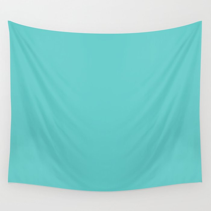 Bright Aqua Cyan Blue-Green Turquoise Solid  Wall Tapestry Gallery Image 4