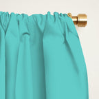 Bright Aqua Cyan Blue-Green Turquoise Solid  Window Curtain Gallery Image 2
