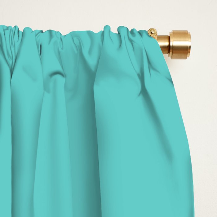 Bright Aqua Cyan Blue-Green Turquoise Solid  Window Curtain Gallery Image 2