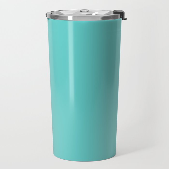 Bright Aqua Cyan Blue-Green Turquoise Solid  Travel Mug Gallery Image 2