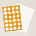 Watercolor Gingham - ochre on white  Stationery Card Gallery Image 2