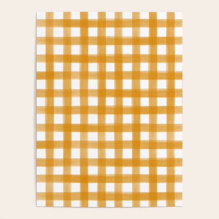 Watercolor Gingham - ochre on white  Poster Gallery Image 4