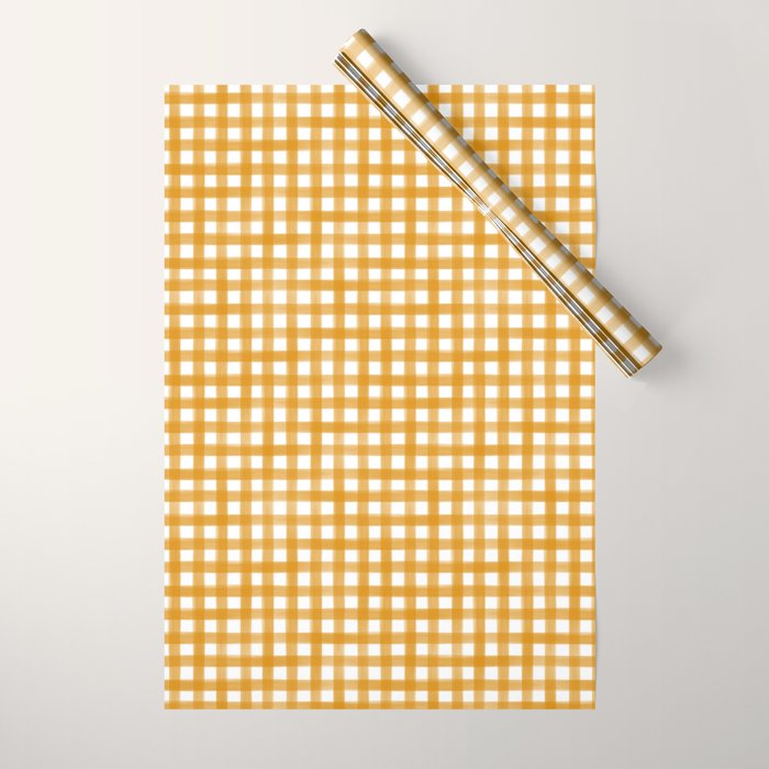 Watercolor Gingham - ochre on white  Wrapping Paper Gallery Image 1