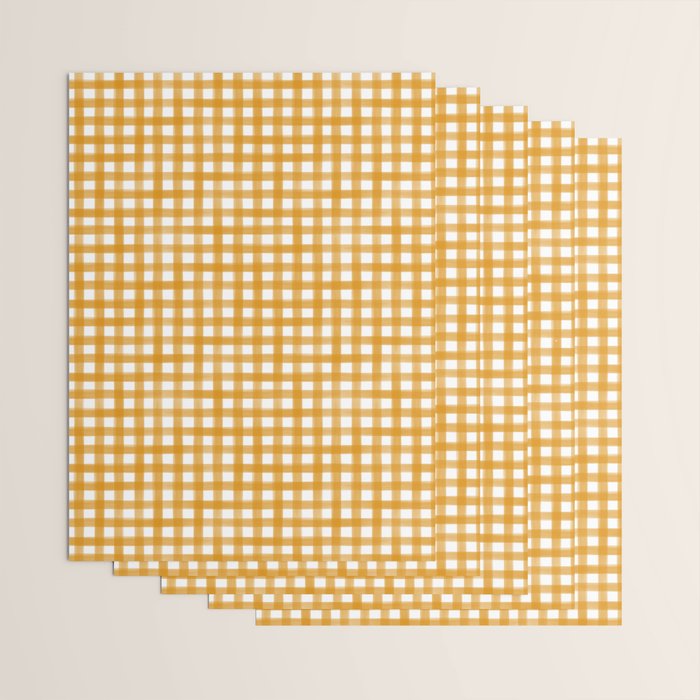 Watercolor Gingham - ochre on white  Wrapping Paper Gallery Image 3