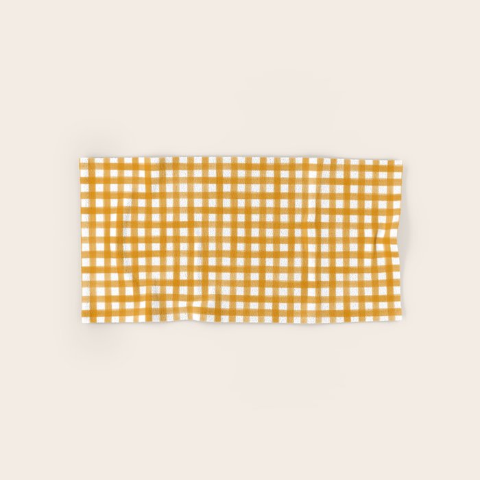 Watercolor Gingham - ochre on white  Bath Towel Gallery Image 1