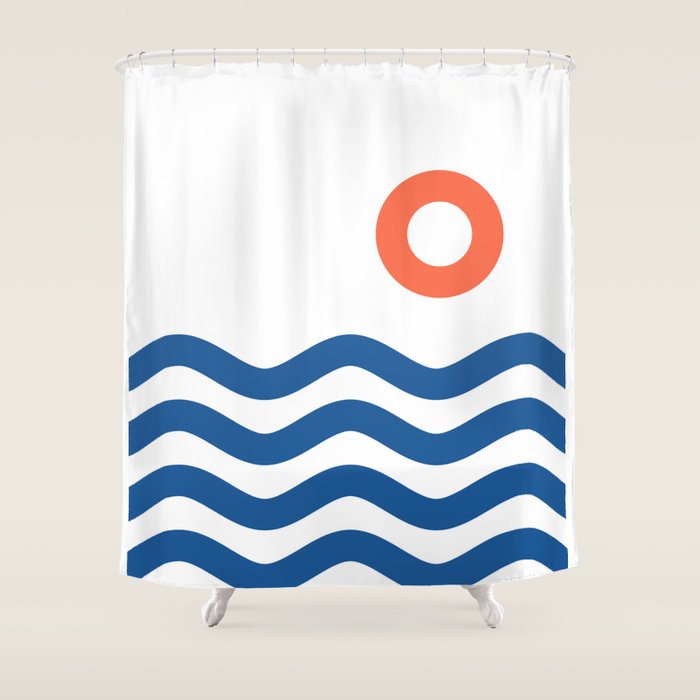 Nautical 02 Seascape Shower Curtain Gallery Image 1