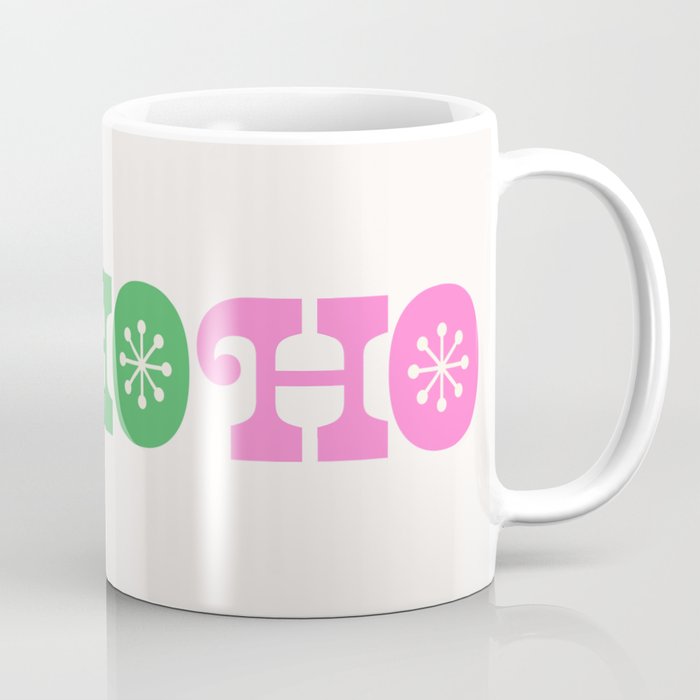 Ho Ho Ho - Pink and Green Coffee Mug Gallery Image 1