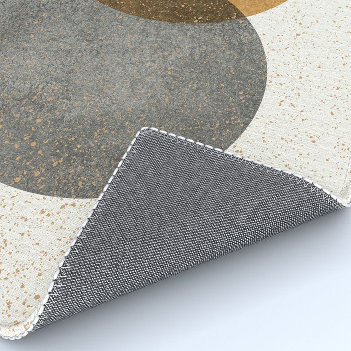 Circle Abstract - Gold Grey Texture Rug Gallery Image 4