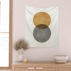Circle Abstract - Gold Grey Texture Wall Tapestry Gallery Image 2