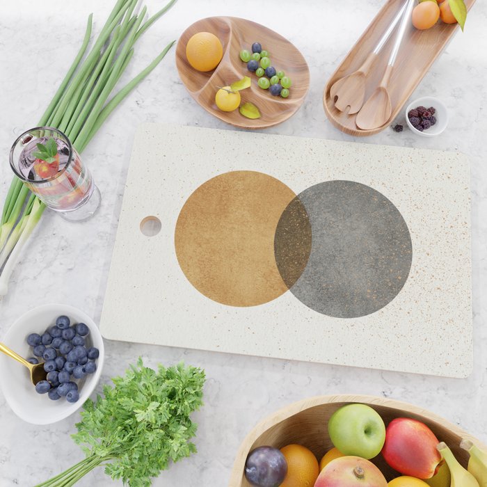 Circle Abstract - Gold Grey Texture Cutting Board Gallery Image 2
