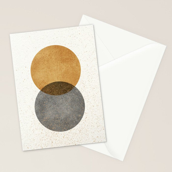 Circle Abstract - Gold Grey Texture Stationery Card Gallery Image 2