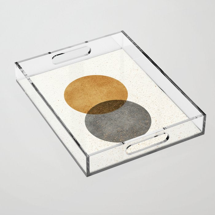 Circle Abstract - Gold Grey Texture Acrylic Tray Gallery Image 1