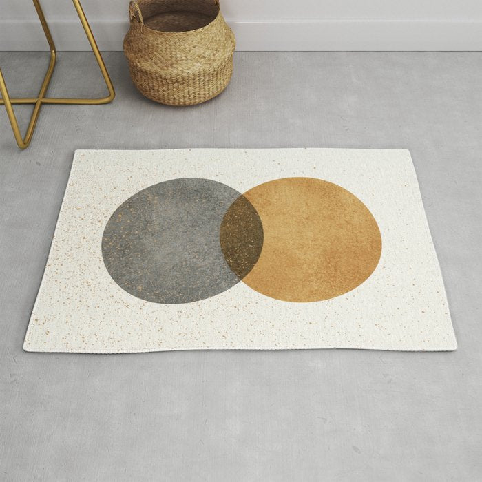 Circle Abstract - Gold Grey Texture Rug Gallery Image 1
