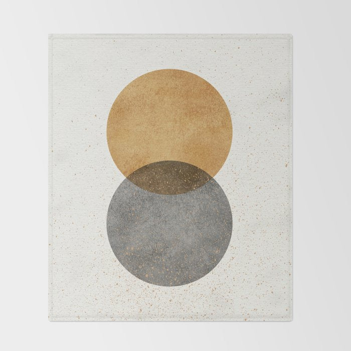 Circle Abstract - Gold Grey Texture Throw Blanket Gallery Image 2