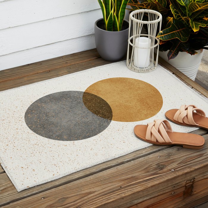 Circle Abstract - Gold Grey Texture Outdoor Rug Gallery Image 2