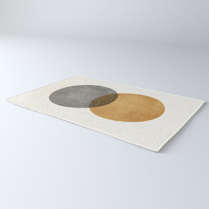 Circle Abstract - Gold Grey Texture Rug Gallery Image 3