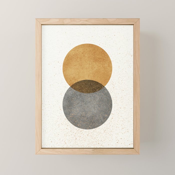 Circle Abstract - Gold Grey Texture Mini Art Print Gallery Image 1