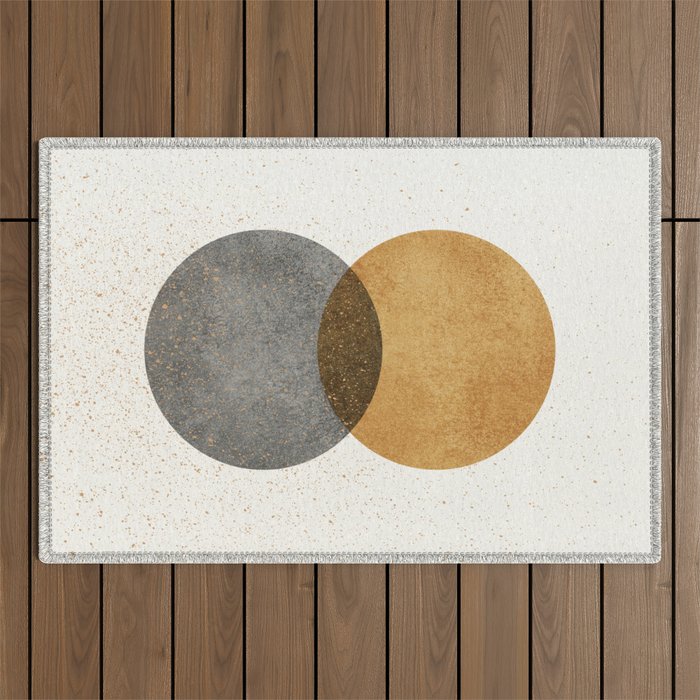 Circle Abstract - Gold Grey Texture Outdoor Rug Gallery Image 1
