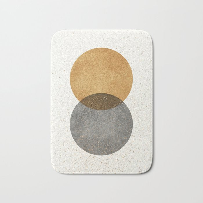 Circle Abstract - Gold Grey Texture Bath Mat Gallery Image 1