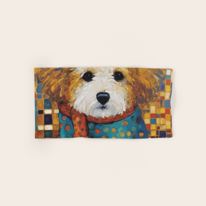 Gustav Klimt Style Dog with a Colorful Scarf Bath Towel Gallery Image 1