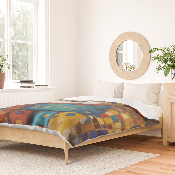 Gustav Klimt Style Dog with a Colorful Scarf Duvet Cover Gallery Image 2