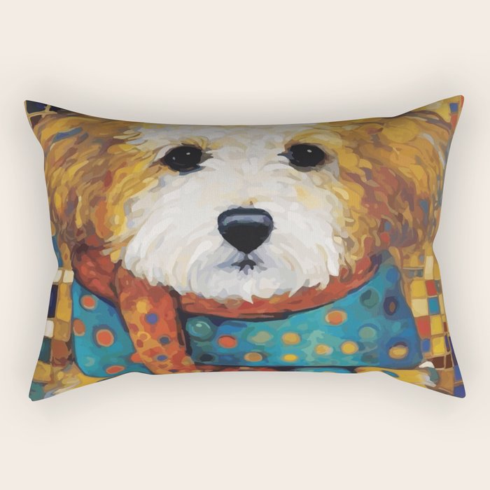 Gustav Klimt Style Dog with a Colorful Scarf Rectangular Pillow Gallery Image 2