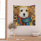 Gustav Klimt Style Dog with a Colorful Scarf Wall Tapestry Gallery Image 2
