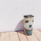 Gustav Klimt Style Dog with a Colorful Scarf Travel Mug Gallery Image 4