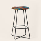 Gustav Klimt Style Dog with a Colorful Scarf Stool Gallery Image 1