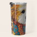 Gustav Klimt Style Dog with a Colorful Scarf Travel Mug Gallery Image 3