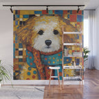 Gustav Klimt Style Dog with a Colorful Scarf Wall Mural Gallery Image 1