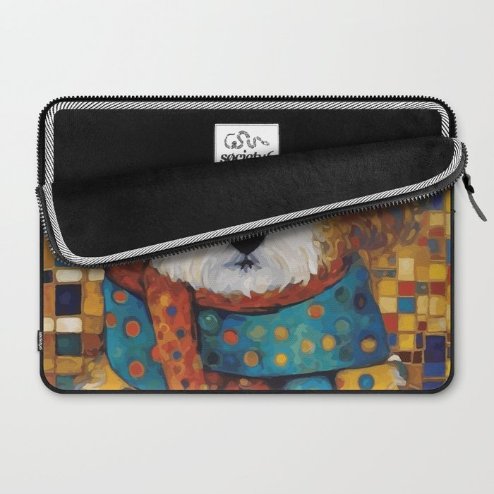 Gustav Klimt Style Dog with a Colorful Scarf Laptop Sleeve Gallery Image 2