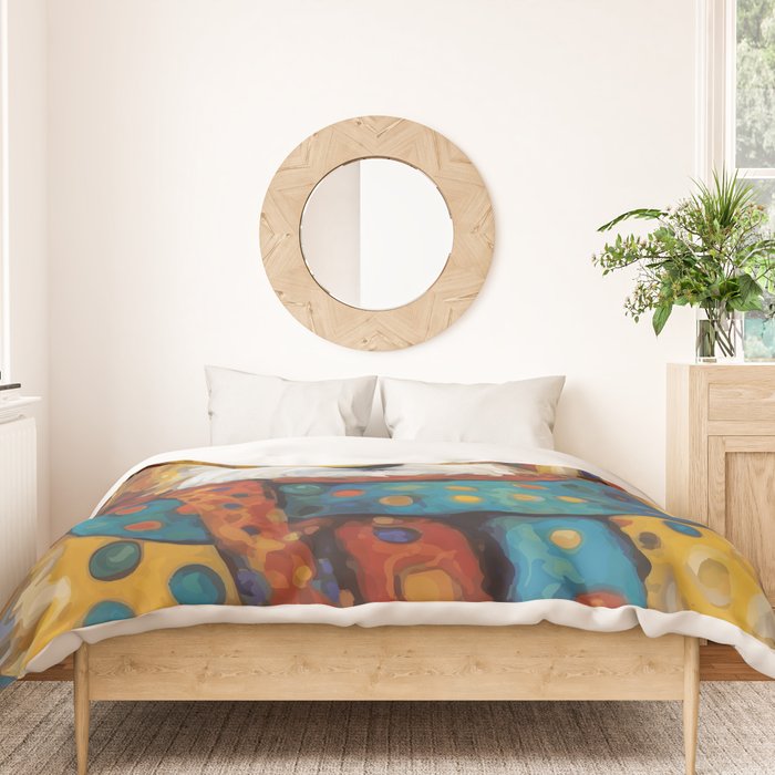 Gustav Klimt Style Dog with a Colorful Scarf Duvet Cover Gallery Image 3
