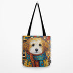 Gustav Klimt Style Dog with a Colorful Scarf Tote Bag Gallery Image 2