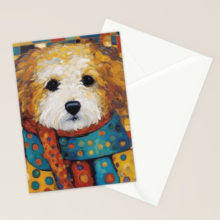 Gustav Klimt Style Dog with a Colorful Scarf Stationery Card Gallery Image 2