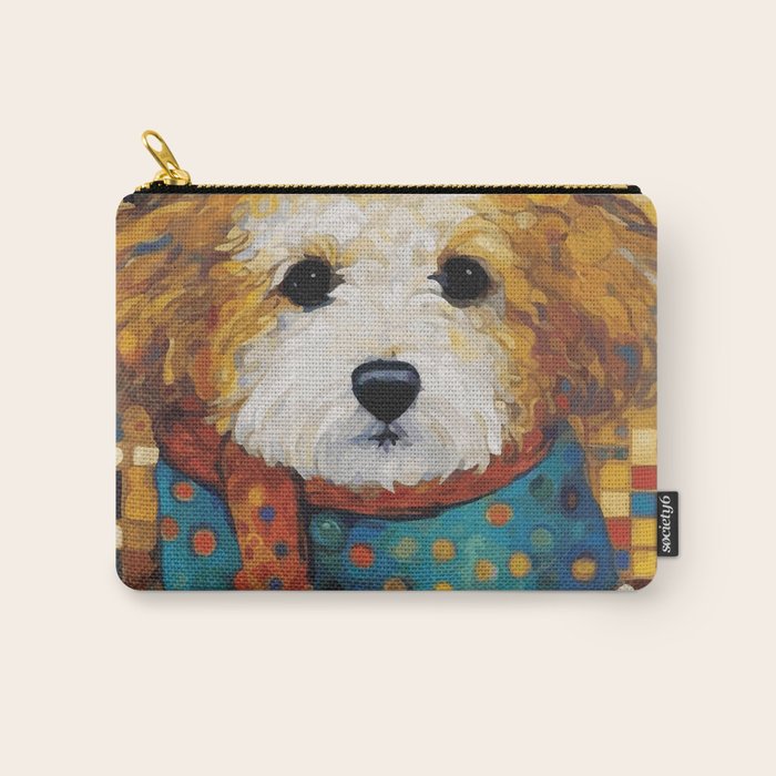 Gustav Klimt Style Dog with a Colorful Scarf Carry All Pouch Gallery Image 1