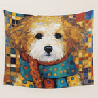 Gustav Klimt Style Dog with a Colorful Scarf Wall Tapestry Gallery Image 4