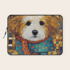 Gustav Klimt Style Dog with a Colorful Scarf Laptop Sleeve Gallery Image 1
