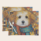 Gustav Klimt Style Dog with a Colorful Scarf Placemat Gallery Image 1