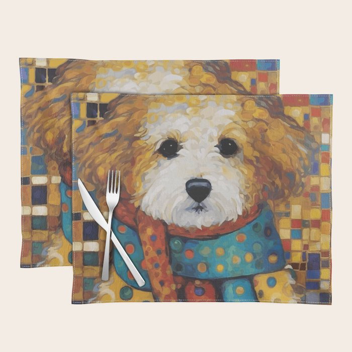Gustav Klimt Style Dog with a Colorful Scarf Placemat Gallery Image 1