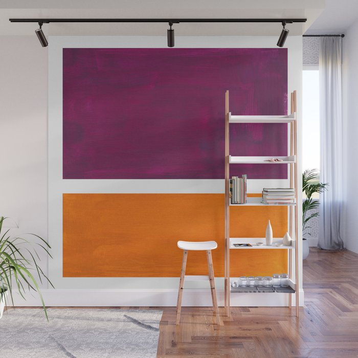 Purple Wine Yellow OchreMid Century Modern Abstract Minimalist Rothko Color Field Squares Wall Mural Gallery Image 1