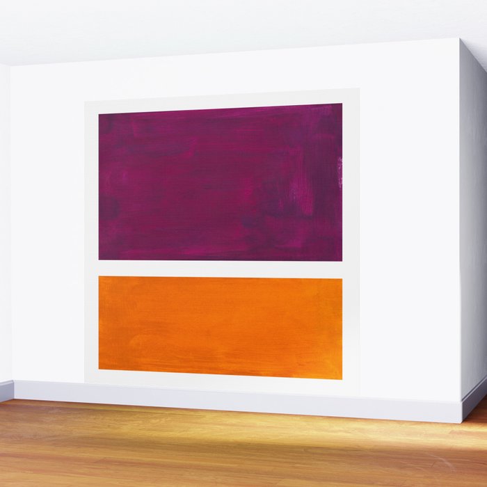 Purple Wine Yellow OchreMid Century Modern Abstract Minimalist Rothko Color Field Squares Wall Mural Gallery Image 2