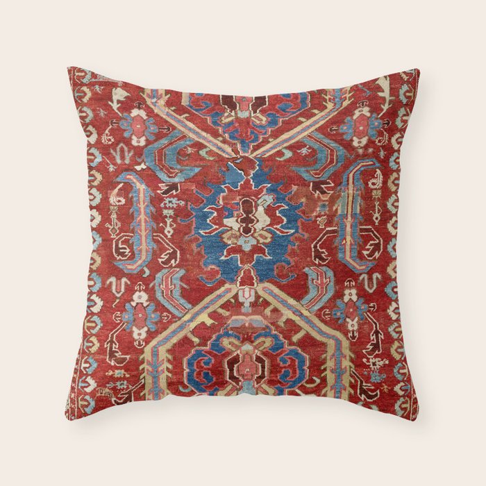 Armenian Manisa Province West Anatolian Dragon Rug Print Throw Pillow Gallery Image 6