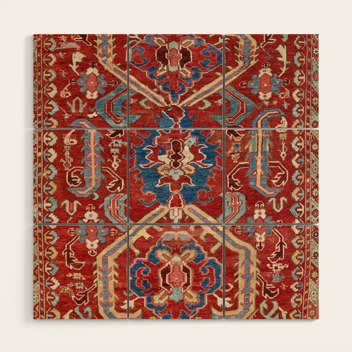 Armenian Manisa Province West Anatolian Dragon Rug Print Wood Wall Art Gallery Image 1