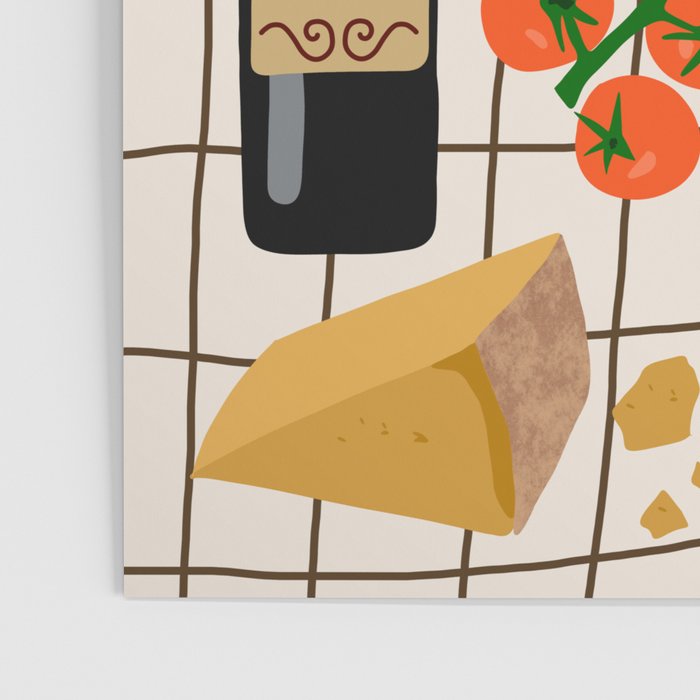 Lasagna parmesan and wne dinner - homemade meal illustration Poster Gallery Image 3