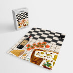 Lasagna parmesan and wne dinner - homemade meal illustration Jigsaw Puzzle Gallery Image 2