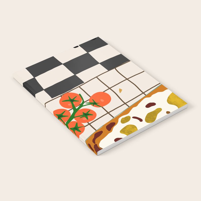 Lasagna parmesan and wne dinner - homemade meal illustration Notebook Gallery Image 2