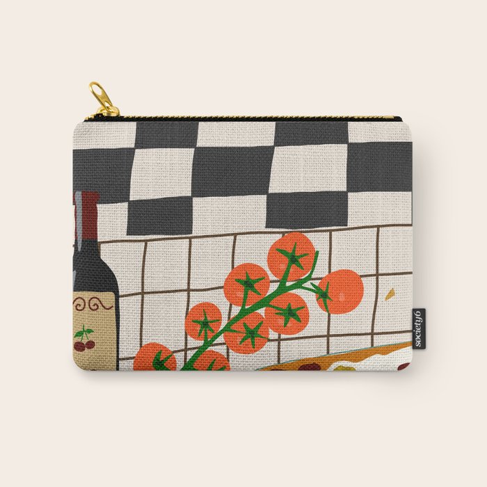 Lasagna parmesan and wne dinner - homemade meal illustration Carry All Pouch Gallery Image 1